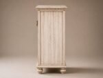 Handcrafted Carved Wooden Bedside Table – Distressed White Finish - Image 3