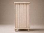 Handcrafted Carved Wooden Bedside Table – Distressed White Finish - Image 4