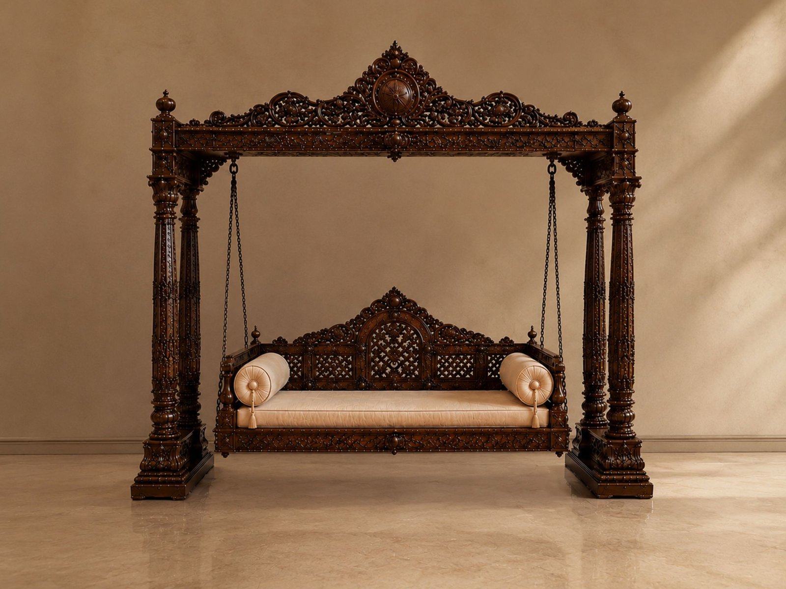 1_5 The Heritage Verandah Swing | Luxury Hand-Carved Teak Wood Statement Swing - Image 1