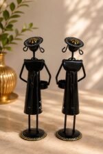 The Noir Artisan Candle Holders (Set of 2) | Handcrafted Décor - Image 2