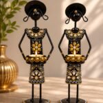 The Noir Artisan Candle Holders (Set of 2) | Handcrafted Décor