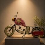 The Heritage Vintage Motorcycle Sculpture | Hand-Painted Metal Artisan Décor