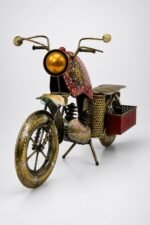 The Heritage Vintage Motorcycle Sculpture | Hand-Painted Metal Artisan Décor - Image 4