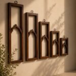 Rustic Brown Arch Wall Frame Set of 5 – Mughal Inspired Wooden Wall Decor Panels