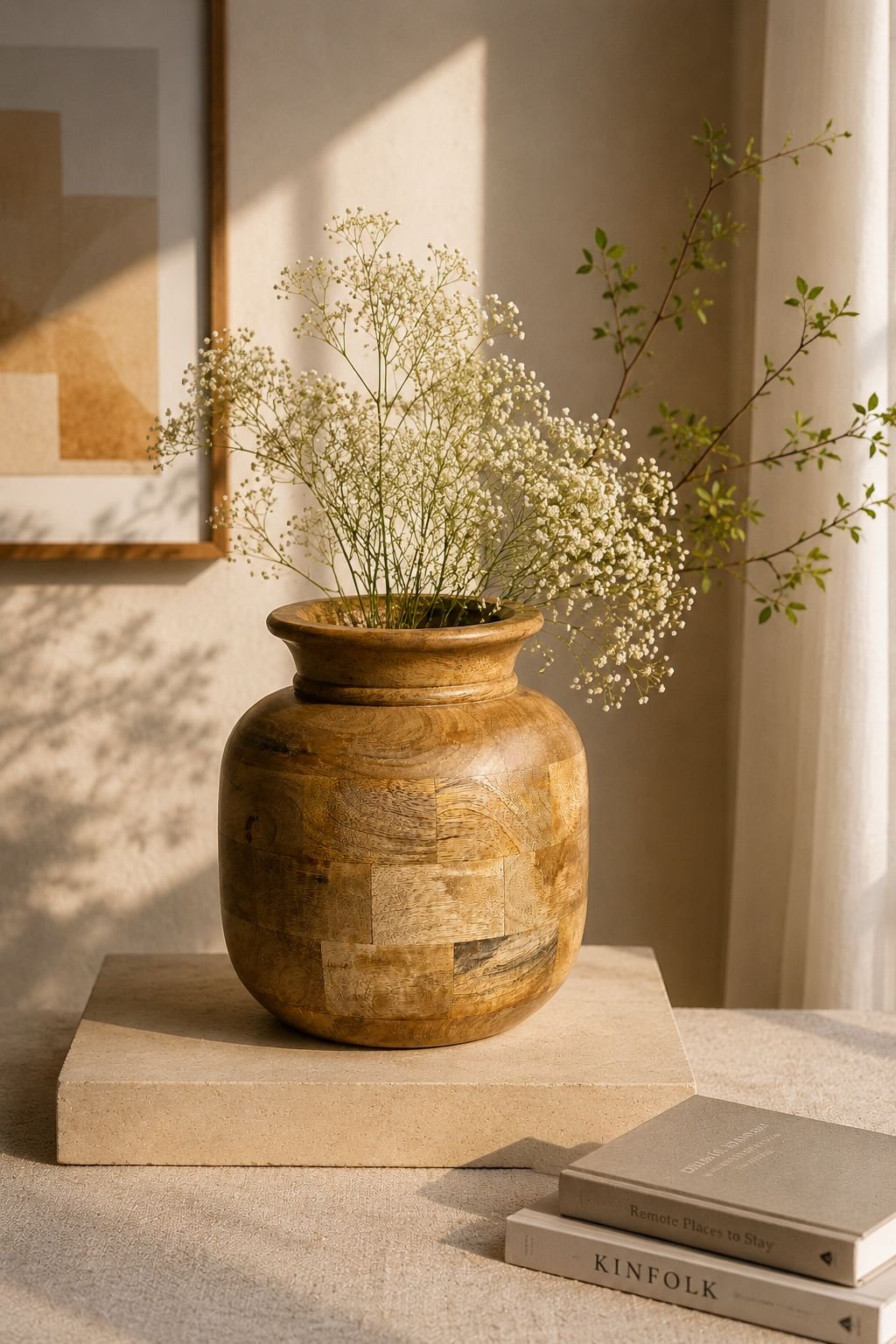 image_18 Handcrafted Mango Wood Vase – Natural Finish Decorative Tabletop Accent - Image 1