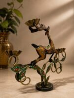 The Heritage Deer Triple Candle Holder | Hand-Painted Metal Artisan Décor - Image 3