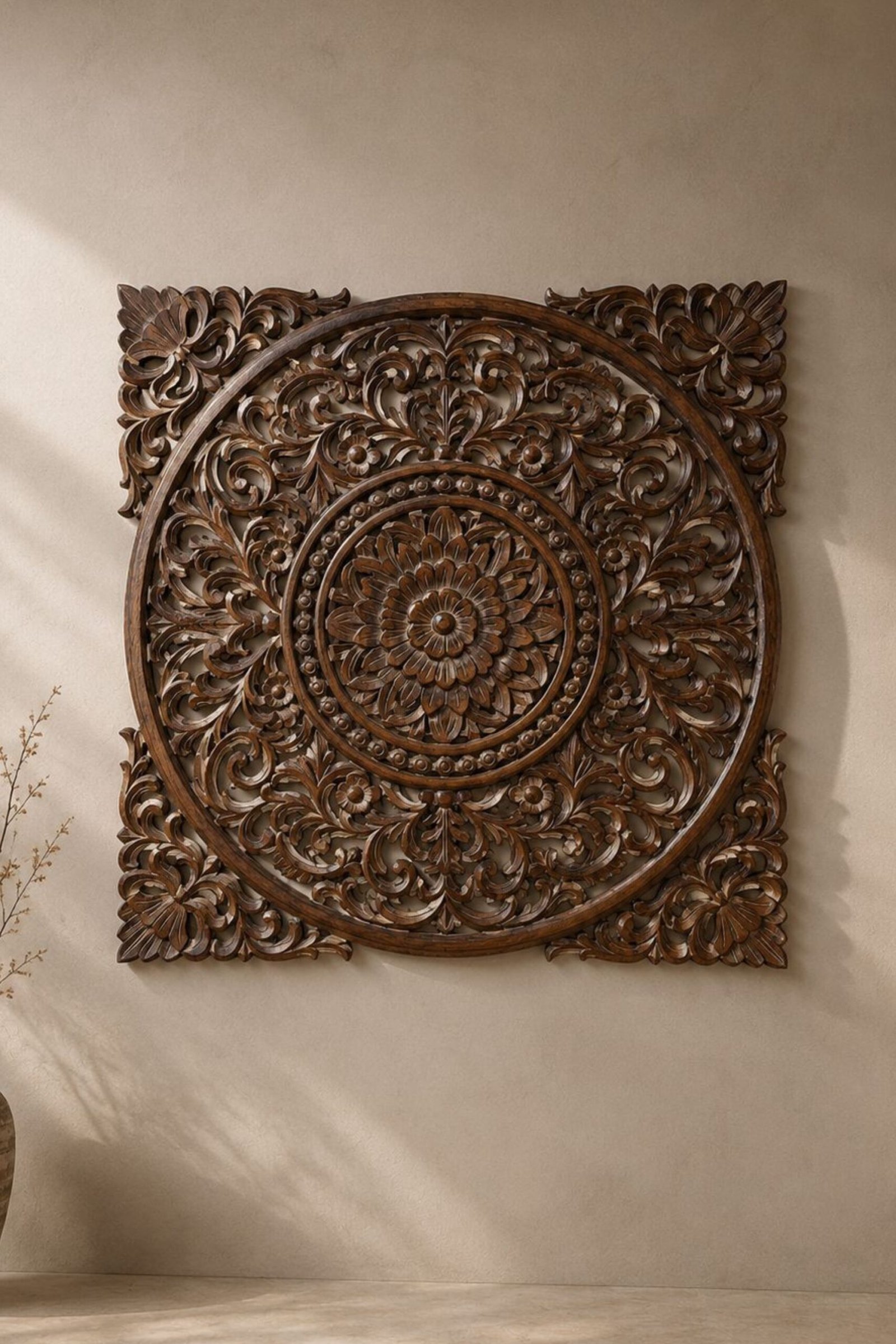 w_2 Heritage Mandala Wall Panel | Walnut Brown - Image 1