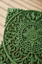 Sage Green Carved Mandala Wall Panel – Vintage Indian Floral Wall Decor (90 cm) - Image 2