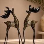 The Heritage Chinkara Sculpture Set | Handcrafted Metal & Mosaic Artisan Décor (Set of 2)