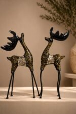 The Heritage Chinkara Sculpture Set | Handcrafted Metal & Mosaic Artisan Décor (Set of 2)