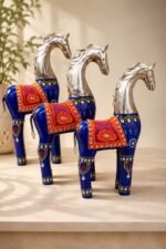 The Heritage Horse Sculpture Set | Handcrafted Metal Decorative Accent (Set of 3)