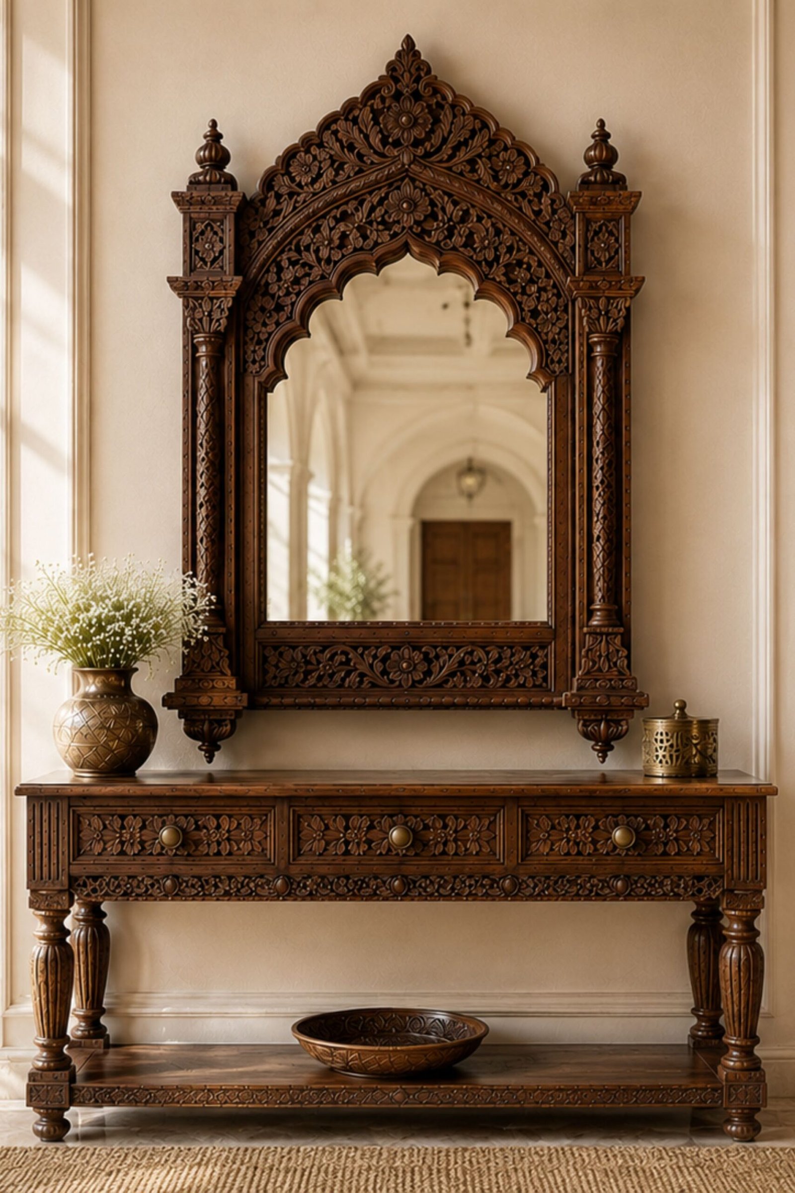 1111 Amer Heritage Console & Mirror Set - Image 1