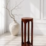Wooden Pedestal Side Table – Slim Accent Stand for Living Room & Sofa