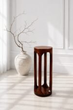 Wooden Pedestal Side Table – Slim Accent Stand for Living Room & Sofa