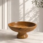 Mango Wood Serving Bowl with Stand – Natural Finish Decorative Centrepiece