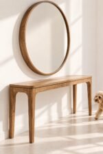 The Belgravia Entryway Set – Solid Teak Console & Round Mirror - Image 4