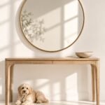 The Belgravia Entryway Set – Solid Teak Console & Round Mirror