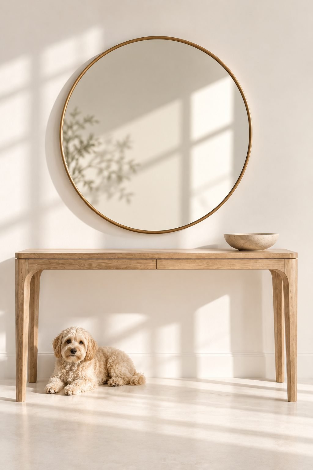 Belgravia_Entryway_Set_5 The Belgravia Entryway Set – Solid Teak Console & Round Mirror - Image 1