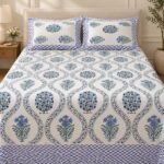 Indigo Botanical Arch Cotton Bedsheet Set