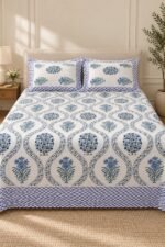 Indigo Botanical Arch Cotton Bedsheet Set