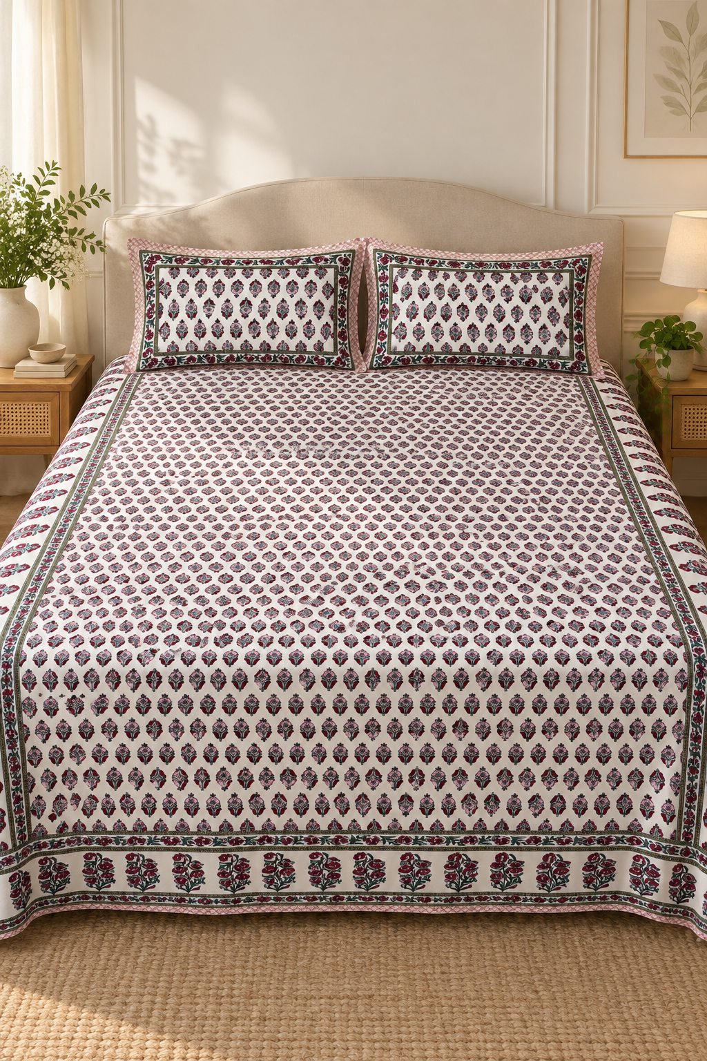 HC-BS-013-Open Mulberry Mini Paisley Cotton Bedsheet Set - Image 1