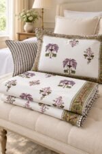 Olive Palm Motif Cotton Bedsheet Set - Image 2