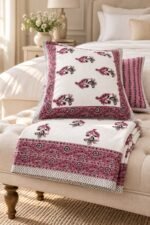 Wine Palm Sprig Cotton Bedsheet Set - Image 2