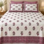 Wine Palm Sprig Cotton Bedsheet Set