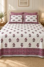 Wine Palm Sprig Cotton Bedsheet Set