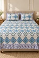 Blue Ornamental Arch Cotton Bedsheet Set