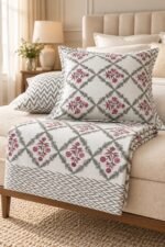 Grey Ornamental Arch Cotton Bedsheet Set - Image 2