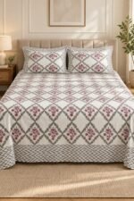 Grey Ornamental Arch Cotton Bedsheet Set