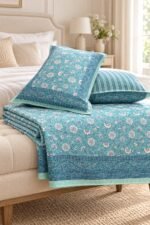 Aqua Ditsy Floral Cotton Bedsheet Set - Image 2