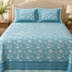 Aqua Ditsy Floral Cotton Bedsheet Set