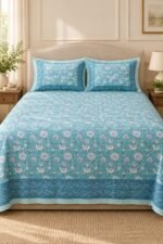Aqua Ditsy Floral Cotton Bedsheet Set
