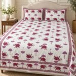 Raspberry Elephant Parade Cotton Bedsheet Set