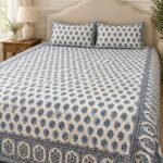Indigo Paisley Sprig Cotton Bedsheet Set