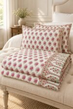 Rose Paisley Sprig Cotton Bedsheet Set - Image 2