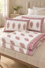 Terracotta Botanical Sprig Cotton Bedsheet Set - Image 2