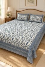 Indigo Lattice Cotton Bedsheet Set