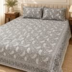 Silver Floral Vine Cotton Bedsheet Set