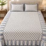 Blue Sprig Border Cotton Bedsheet Set