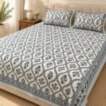 Blue Diamond Floral Cotton Bedsheet Set