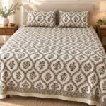 Charcoal Trellis Floral Cotton Bedsheet Set