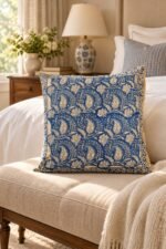 Indigo Paisley Field Cotton Cushion Covers — Set of 5 - Image 3