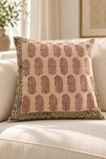 Mauve Paisley Cotton Cushion Covers — Set of 5