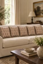 Mauve Paisley Cotton Cushion Covers — Set of 5 - Image 2