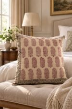 Mauve Paisley Cotton Cushion Covers — Set of 5 - Image 3