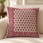 Burgundy Sprig Cotton Cushion Covers — Set of 5