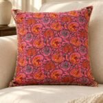 Coral Paisley Cotton Cushion Covers — Set of 5
